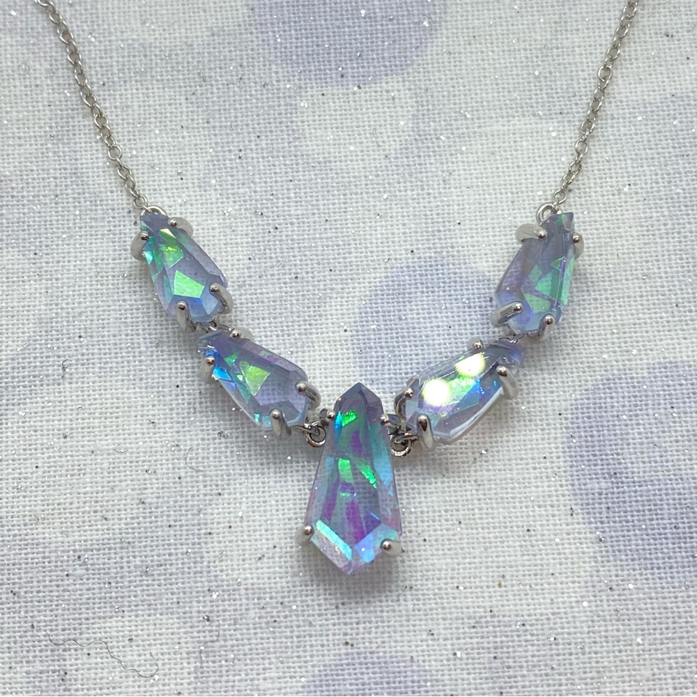 Target x Kendra Scott June Neckalce Silver Tone Purple Blue Iridescent